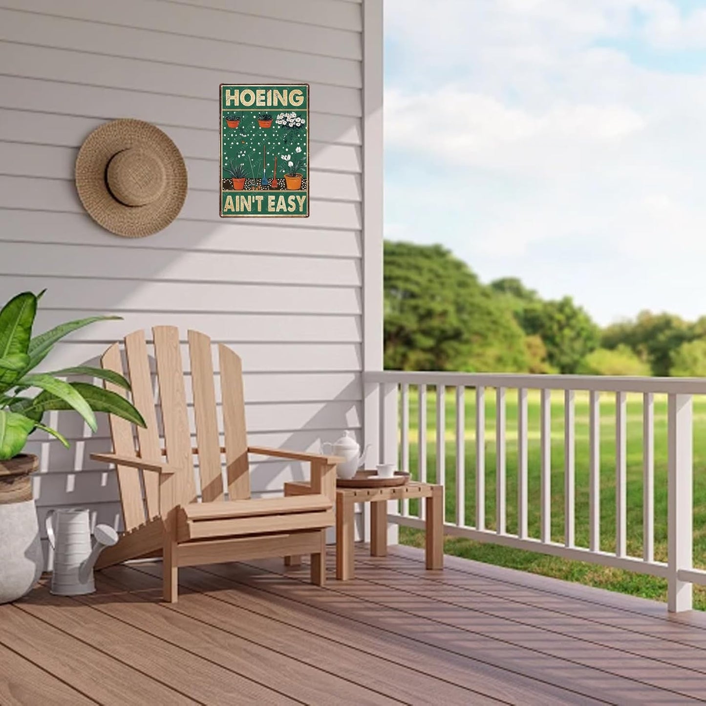 Funny Garden Hoeing Ain't Easy Tin Sign Metal Sign for Garden Yard Farmhouse Gate 12×8 Inch