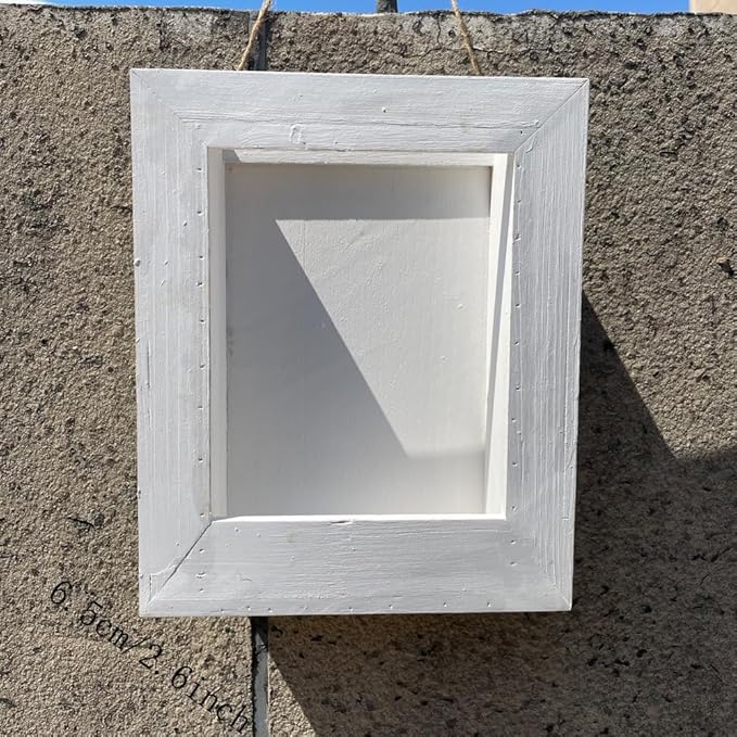 Rustic Wall Planter Frame–Handmade Whitewashed Wood Hanging Planter Box for Artificial Flowers, Succulents, Small Plants or Herbs, Farmhouse Indoor Garden Wall Decor(White)