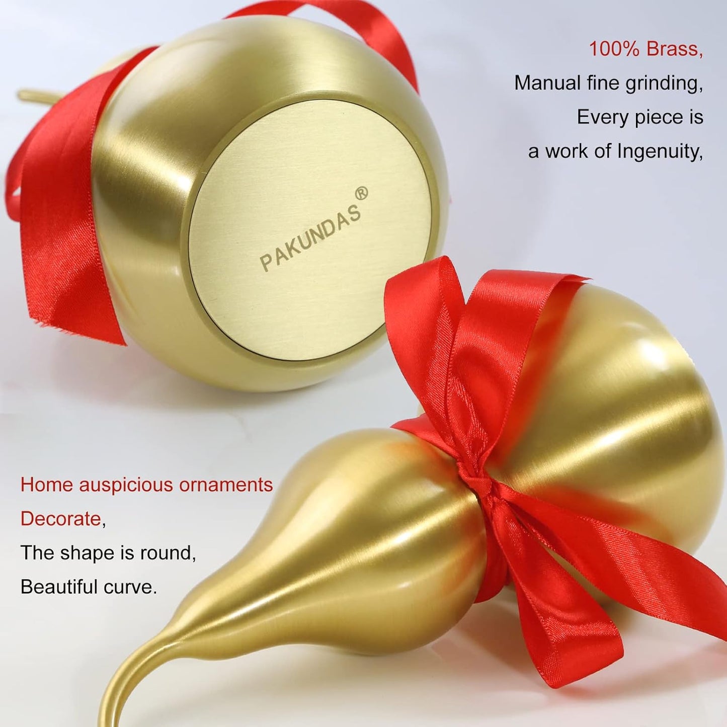 Feng Shui Chinese Brass Wu Lou Gourd,Treasure Statue Home Decoration Table Bookshelf Ornaments,Fortune Protection,Bring You Good Luck,Safty,Healthy,Success,9.84inch Tall,Full Brass