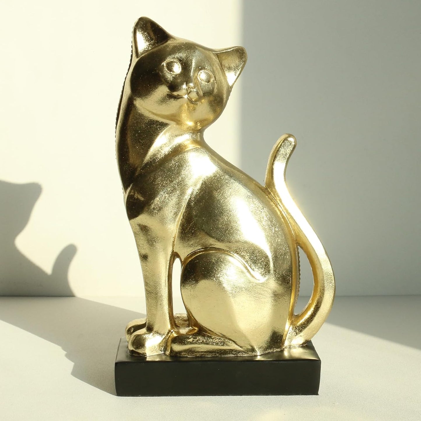 Lukitas Sitting Cat Figurine, Two-Faced Kitten Statue, Unique Animal Sculpture Home Decor for Living Room Office Garden, Resin