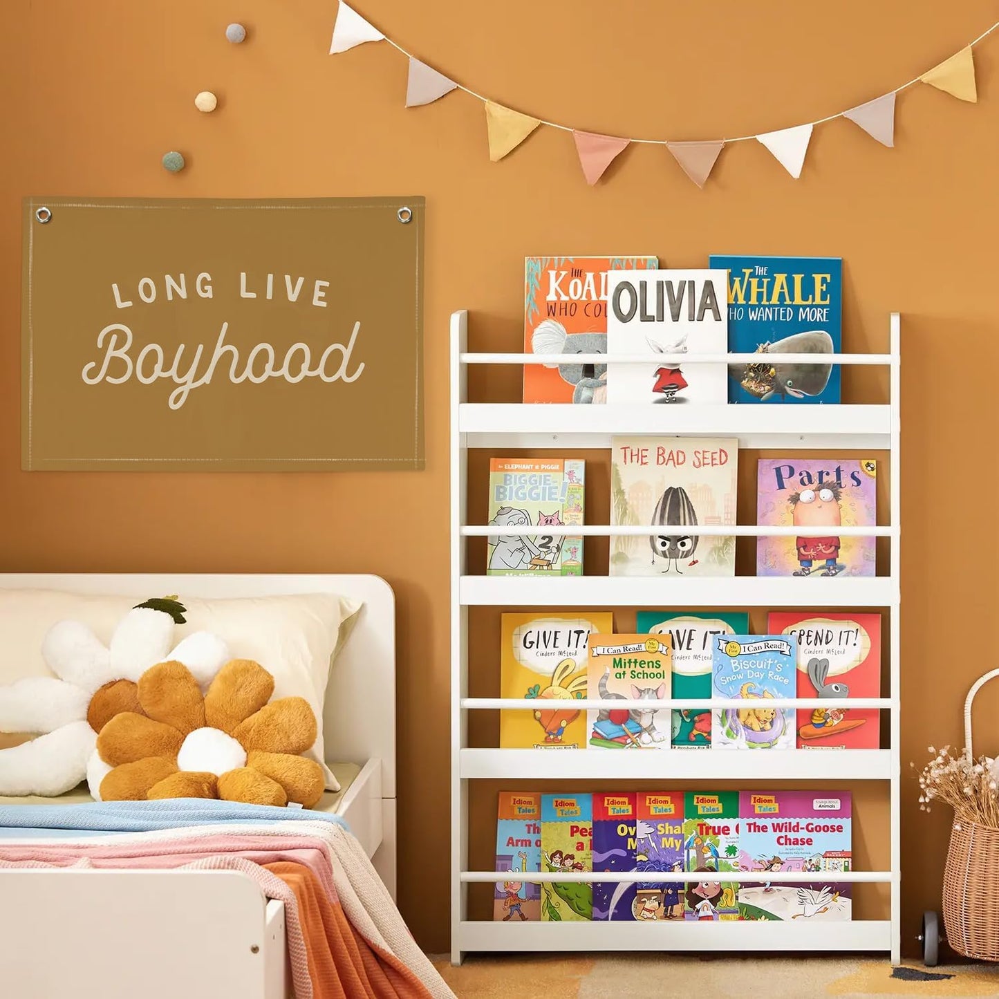 Long Live Boyhood Orange Fall Banner Boy Room Decor,Banner Flag Nursery Playroom Wall Decor for Boys Bedroom Living Room Dorm Toddler Decorations for Kid Banner Wall Hanging Flag Linen Banner 30x20