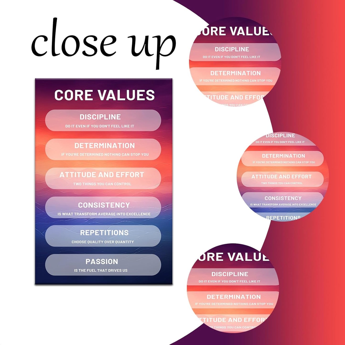 Inspirational Canvas Poster Print Motivational Core Values Entrepreneur Quotes Picture Wall Art for Modern Home Living Room Office Workplace Wall Decor Artwork Ready to Hang [24''Wx36''H]