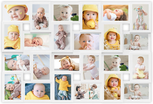 HELLO LAURA 4x6 Picture Frame Collage Wall Decor 24 Opening Photos Collage Frame for Wall Picture Frame 6" x 4" Photo Sockets x 24 - White