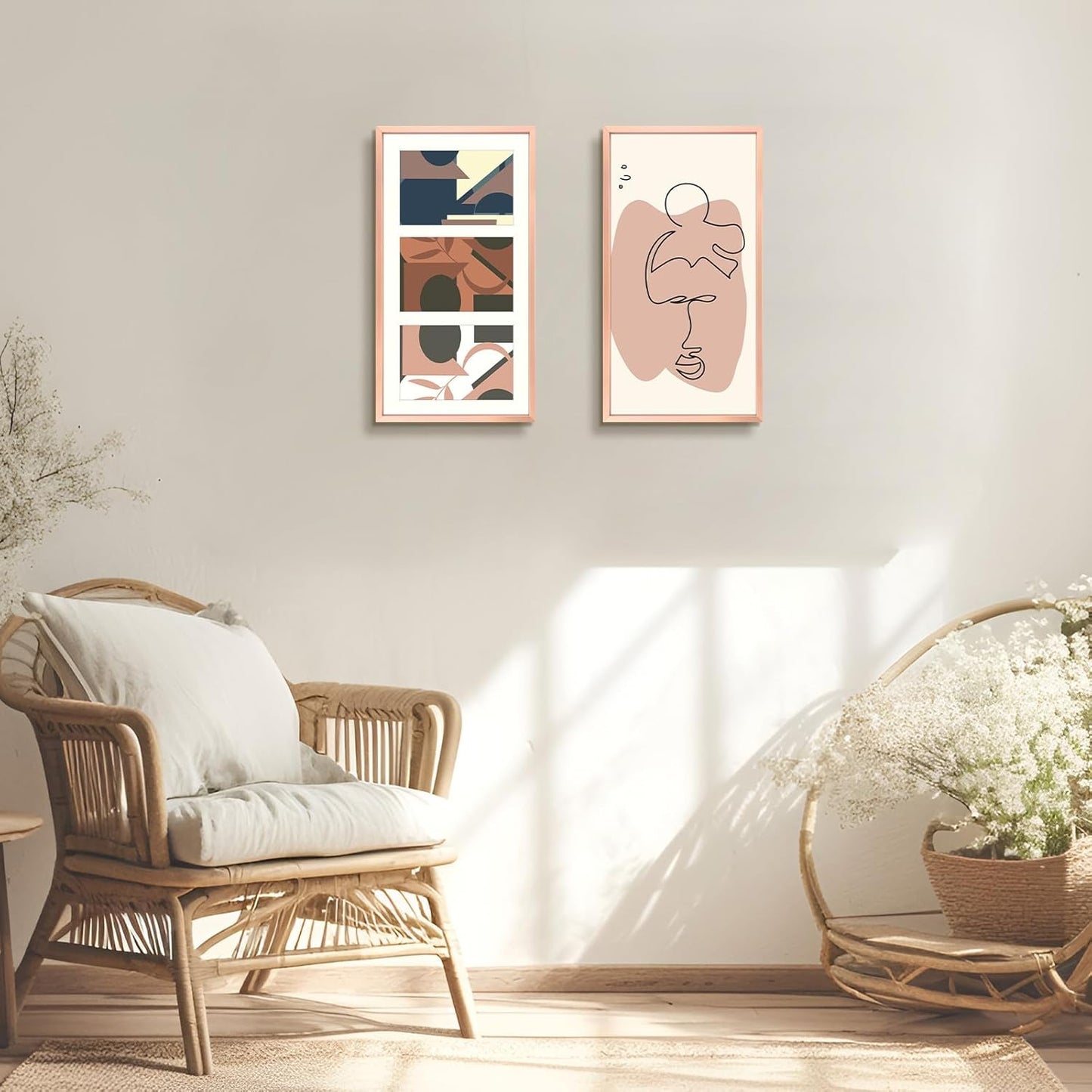 Frametory - 8.5x16.3 Aluminum Collage Picture Frame - Display 5x7 Pictures with 3 Openings Mat - Real Glass Front - Horizontal/Vertical Wall Mount - Rose Gold 1 Pack