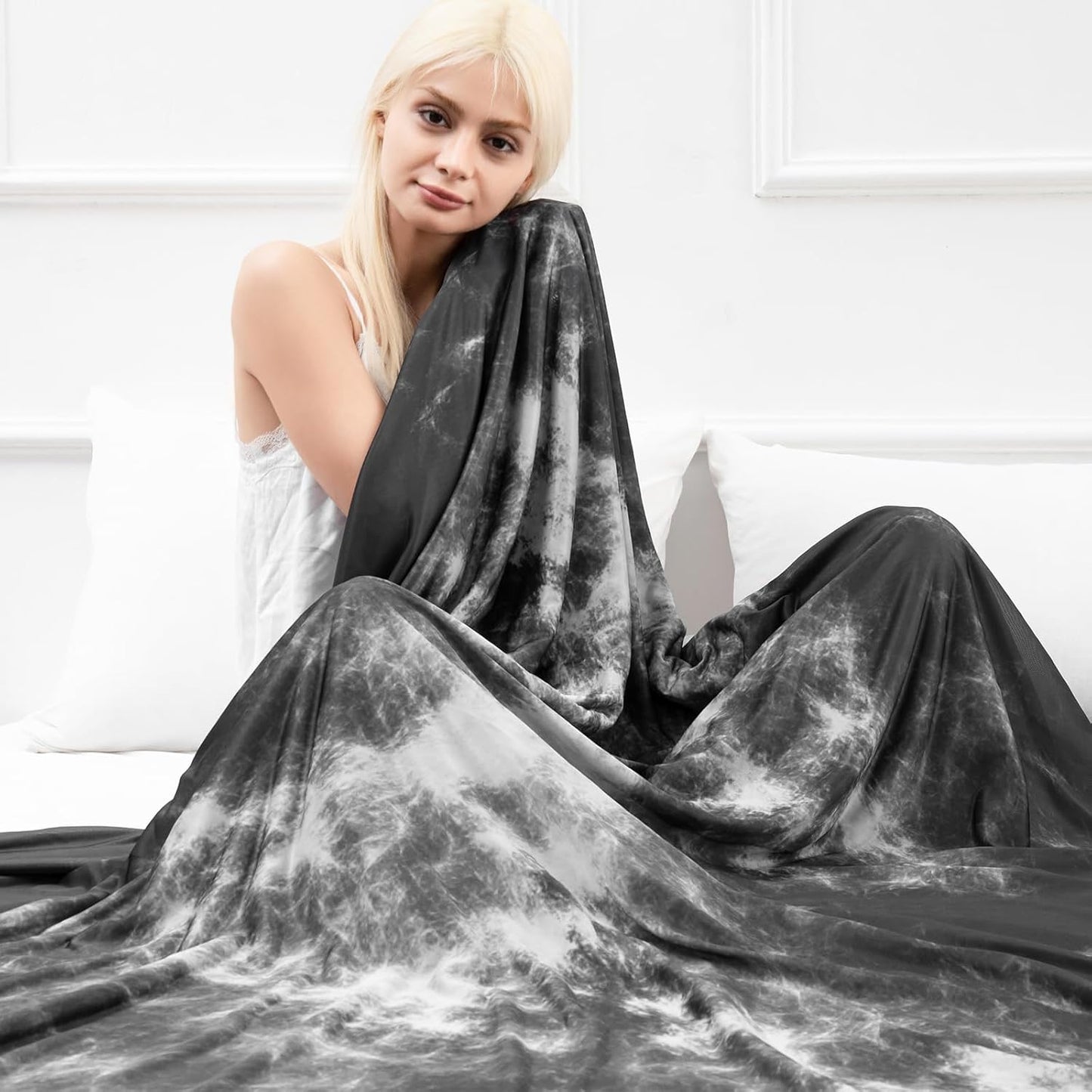 Marchpower Cooling Blanket for Hot Sleepers Twin Size, Arc-Chill Double-Sided Cooling Fabric Q-Max>0.5, Tie Dye Summer Cold Blanket for Sleeping