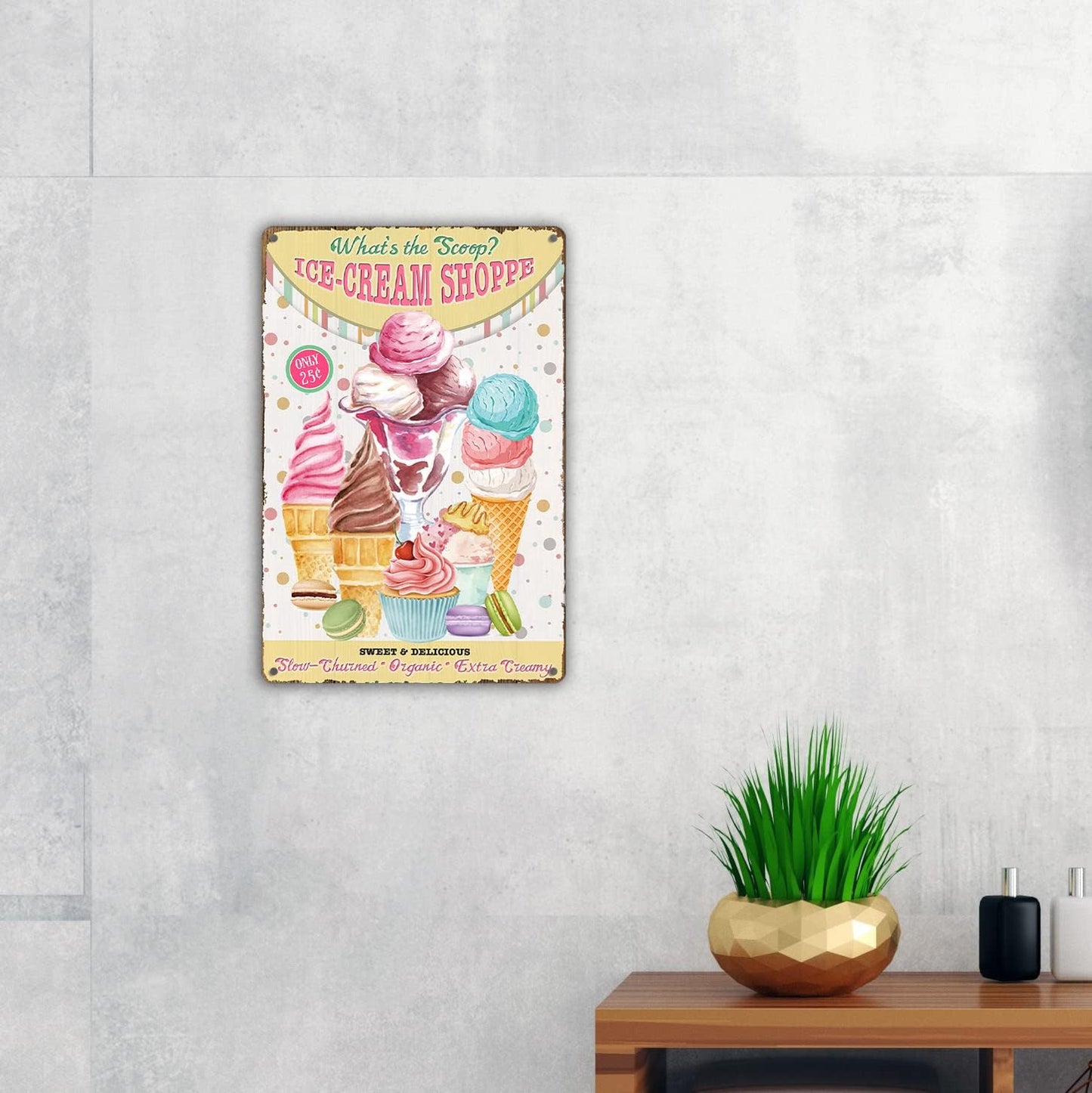 Funny Ice Cream Metal Tin Sign Wall Decor Sweet and Delicious Retro Sign for Home Decor Gifts