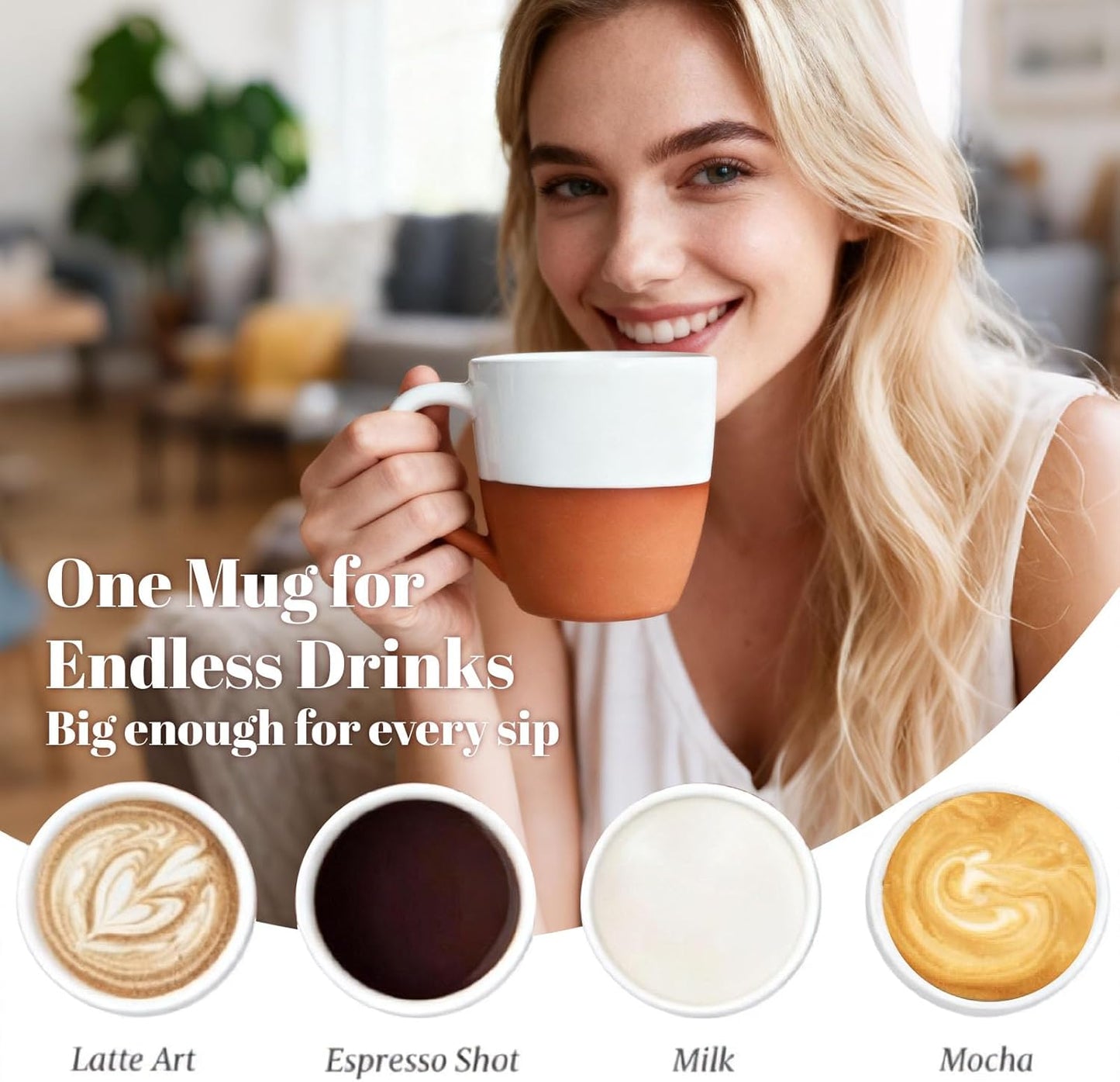 Coffee Mug Western Style 12oz Ceramic Coffee Cup with Comfortable Handle Microwave and Dishwasher Safe Large Mug for Coffee Tea Latte Kitchen or Gift