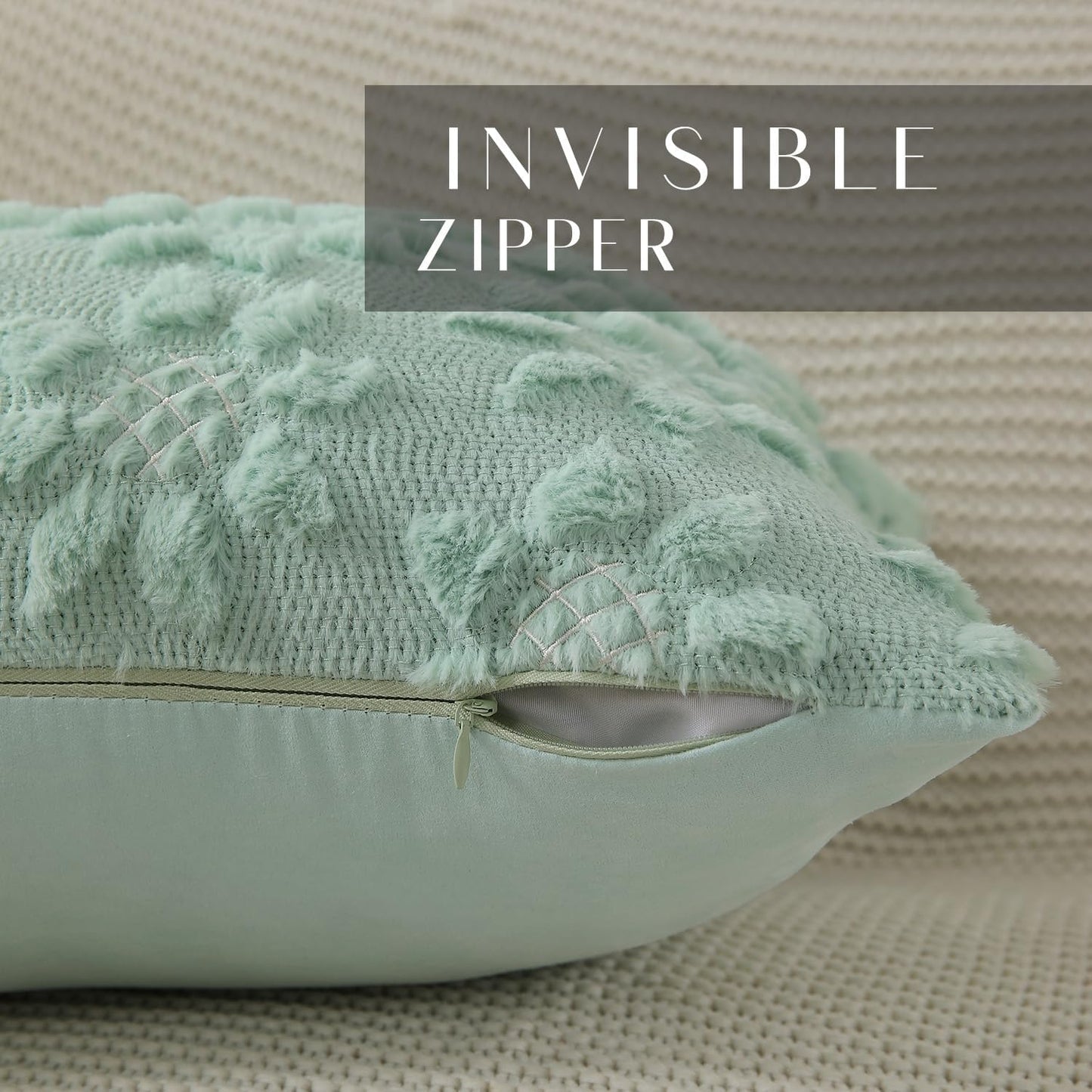 DFXSZ Spring Summer Pillow Covers 16x16 inch Set of 2 Farmhouse Decor White Flower Heart Sunflower Green Soft Plush Faux Fur Jacquard Throw Pillows for Sofa Holiday Spring Home Decor PTK024F16