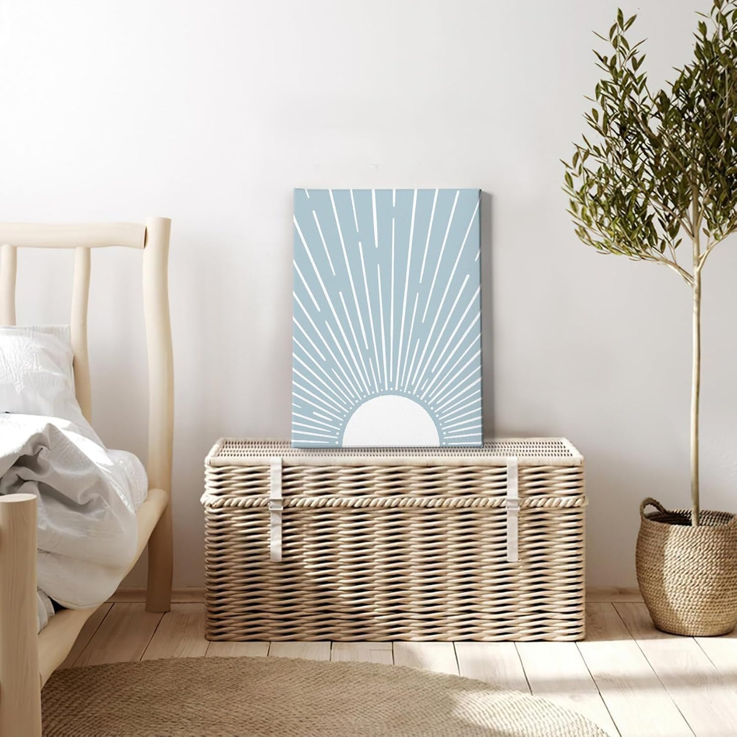 HIWX Boho Sunrise Canvas Wall Art - Boho Office & Bathroom Decor - 11x14 (Blue)