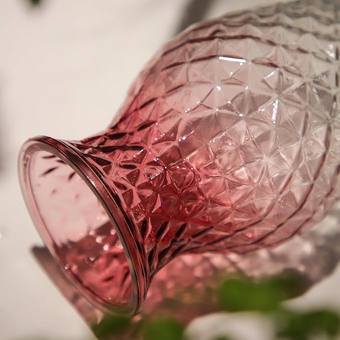 Vase for Flowers Small Glass Vases for Home Decor Table Centerpieces Living Room Bedroom Bookshelf Kitchen Modern Office Wedding Decoration Vintage Flower Vases Red White