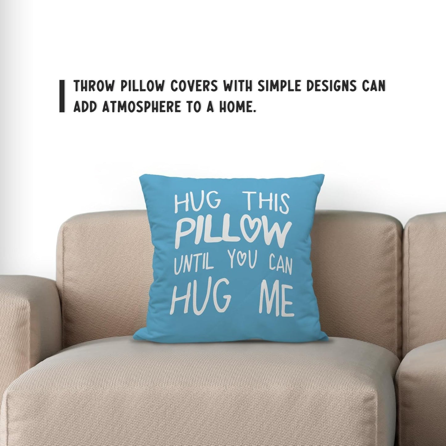 Hug This Pillow Until You Can Hug Me Throw Pillow Covers Decor for Bedroom, 18'' x 18'' Pillow case, Boyfriend Girlfriend Birthday Gifts,Long Distance Relationships Gifts,Valentine's Day Gifts (blue)