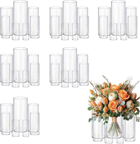42pcs Glass Vase Cylinder Vases for Centerpieces Small Flower Glass Clear Vases Home Decor Centerpiece Table Flower Vase Decorations for Wedding Decoration＆Holiday 7 Vases of Different Sizes