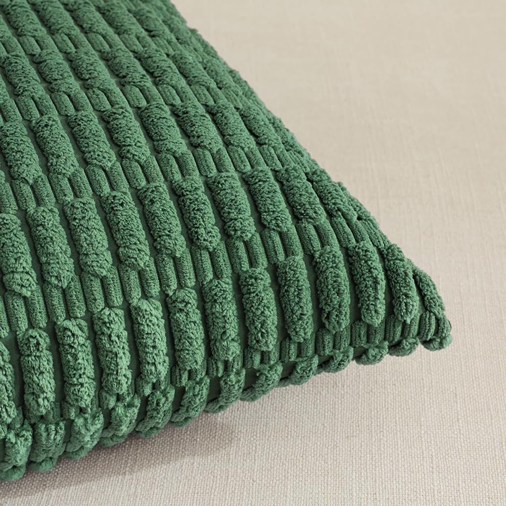 Fancy Homi 4 Packs Green Decorative Throw Pillow Covers 12x24 Inch for Living Room Couch Bed, Holiday Christmas Home Decor Gift, Soft Plush Corduroy Cute Square Accent Cushion Case 30x60 cm