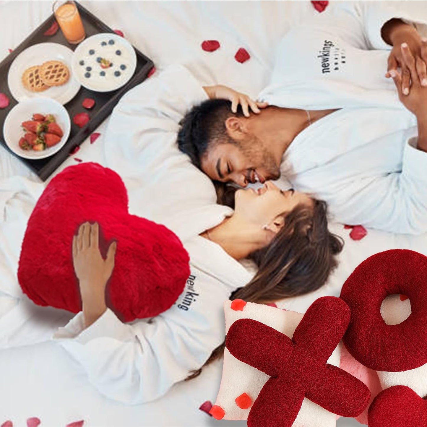 EastTree XO Pillows, Christmas Love XO Shaped Pillow, Wine Red Throw Pillows, Love Pillow Gifts, Ultra Soft Teddy Fleece Wedding Pillows, Women Girls Kid Room Decor, Valentine's Day Decor 14x14 Inch