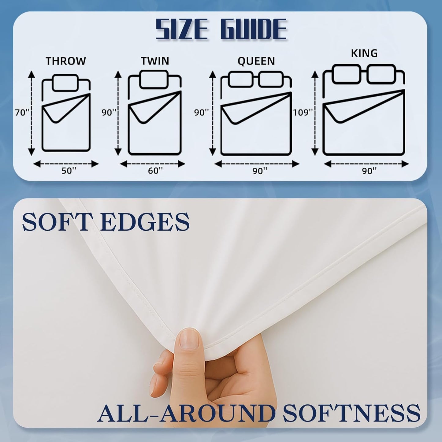 DOWNCOOL Cooling Blanket Queen Size, White Summer Blanket for Hot Sleeper and Night Sweats, Lightweight Soft Q-Max>0.4 Arc-Chill Cool Blanket