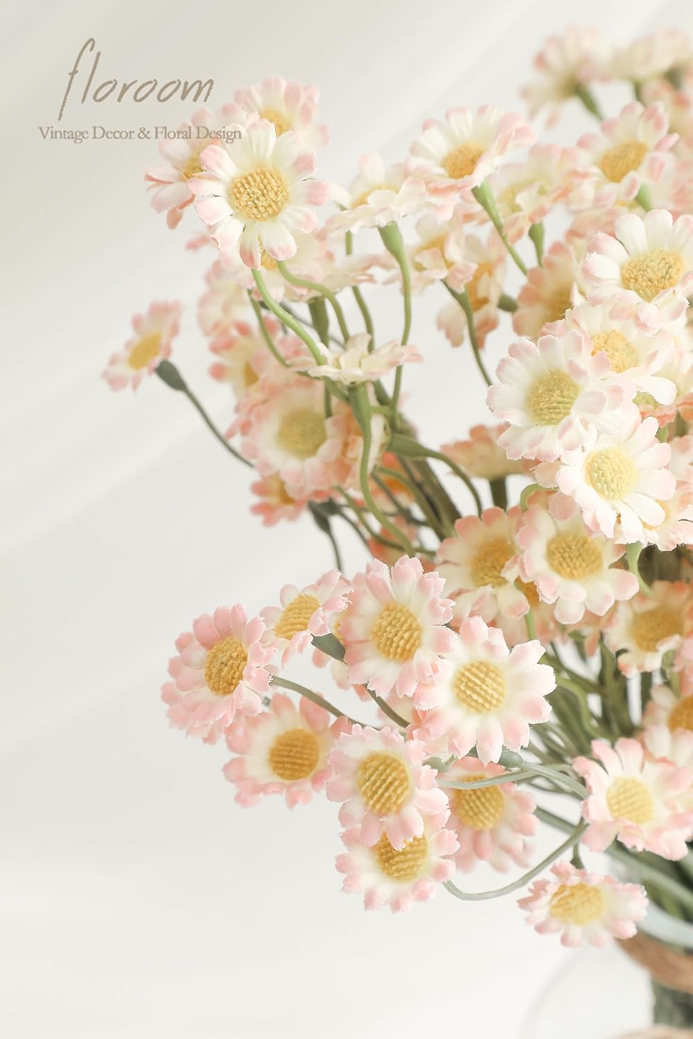 Floroom 24pcs Blush Small Artificial Flowers Faux Silk Daisies Fake Wildflowers with Stems for DIY Pink Wedding Bouquets Floral Arrangements Party Decor Centerpieces Decorations (Vase Not Included)