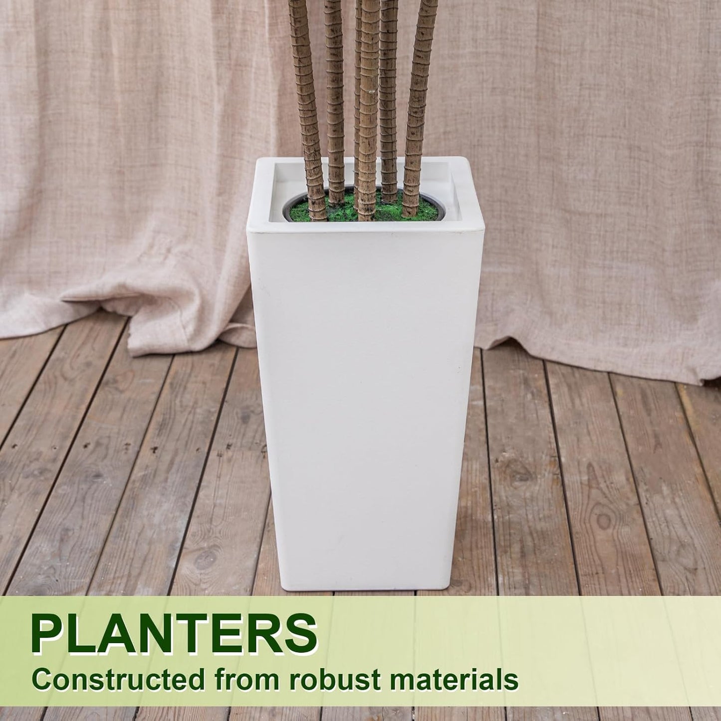 Dracaena Tree 5FT Artificial, 60in Tall Faux Dracaena Tree with 15.7 White Planter, Fake Potted Tree for Indoor & Outdoor Home Office Decor