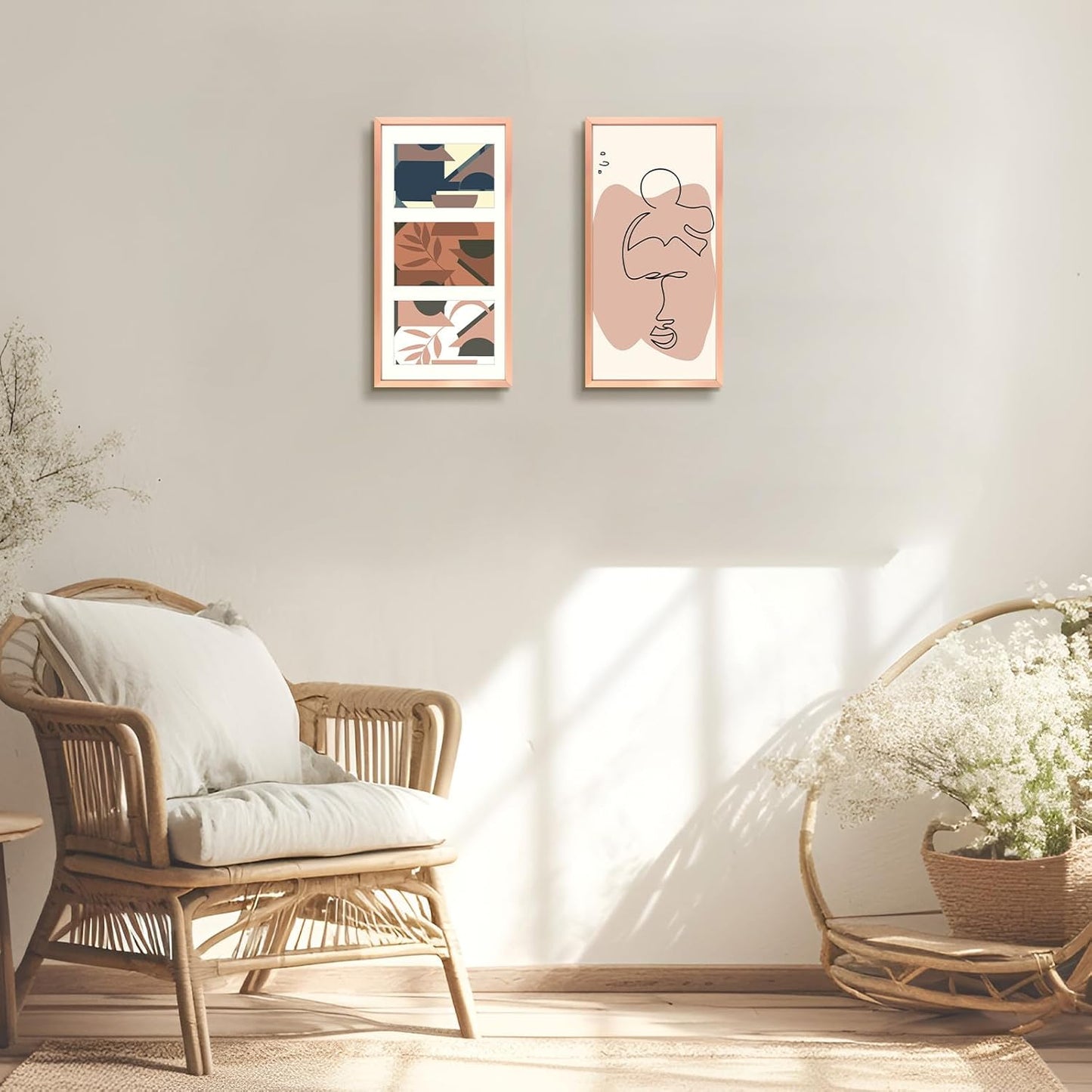 Frametory - 7x14 Aluminum Collage Picture Frame - Display 4x6 Pictures with 3 Openings Mat - Real Glass Front - Horizontal/Vertical Wall Mount - Rose Gold 1 Pack