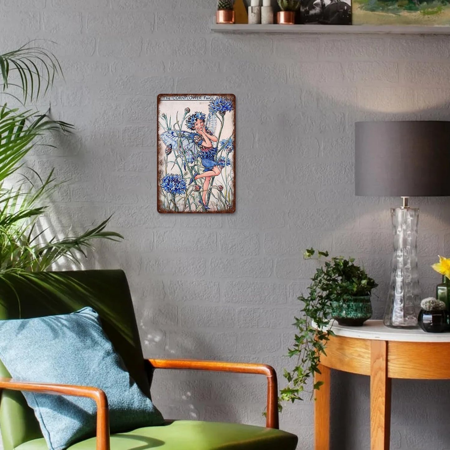 Flower Fairy Wall Decor Vintage Metal Tin Signs Fairy Garden Accessories - The Candytuft