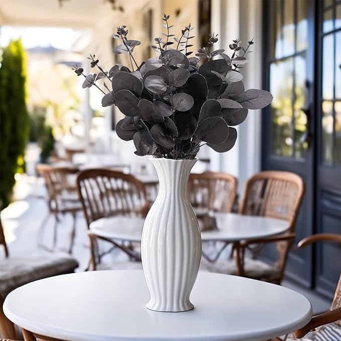 120 Pcs 3 Kinds Mixed Artificial Eucalyptus Stems Faux Eucalyptus Leaves Branches Black Flower for Halloween DIY Bouquets Floral Arrangement Wedding Home Decor