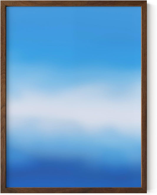 HAUS AND HUES Modern Abstract Wall Art - Blue and Green Living Room Art, Modern Artwork for Walls, Minimalist Picture for Living Room(Blue Tie-Dye, Walnut Frame, 12x16)