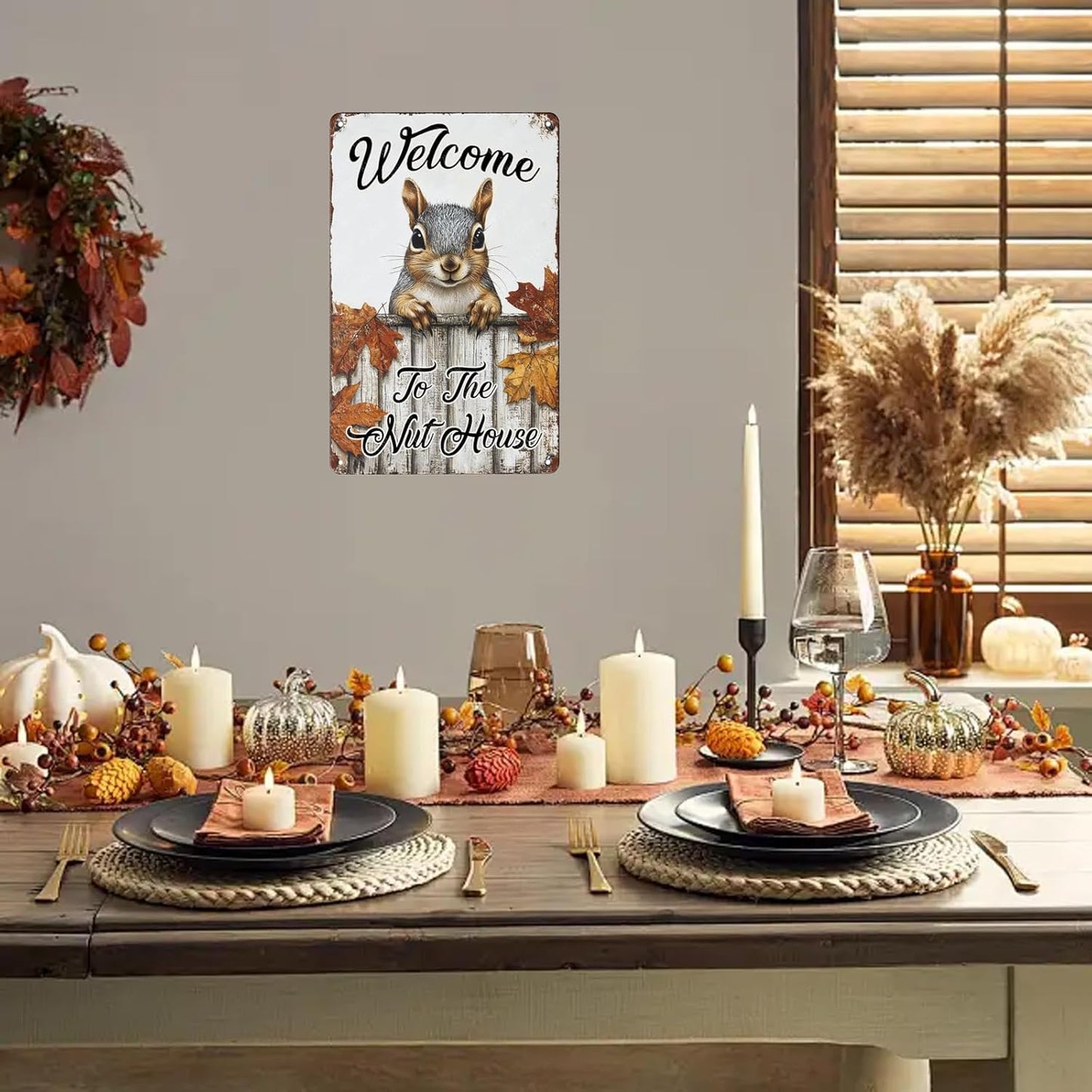 Metal Signs Welcome To The Nut House Tin Signs Aluminum Sign for Living Room Bedroom Bar Cafe Yard Garden Office Wall Decor 12×8 Inch