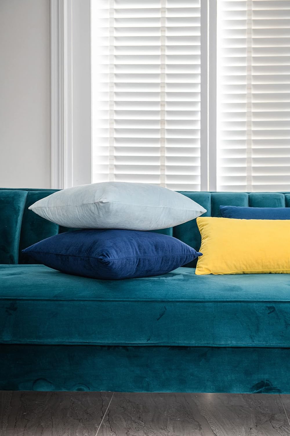 Couch Pillow Cases 16x16 Navy: 2 Pack Cozy Soft Velvet Square Throw Pillow Covers for Farmhouse Home Decor