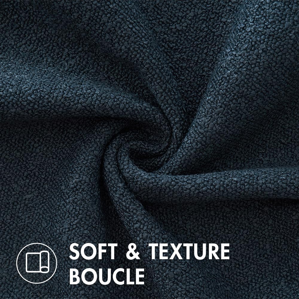 MIULEE 22x22 Inch Decorative Euro Sham Throw Pillows for Bed Set of 2 Textured Boucle Neutral Winter Throw Pillow Covers Navy Blue Accent Solid Euro Couch Pillowcases Sofa Livingroom Home Decor