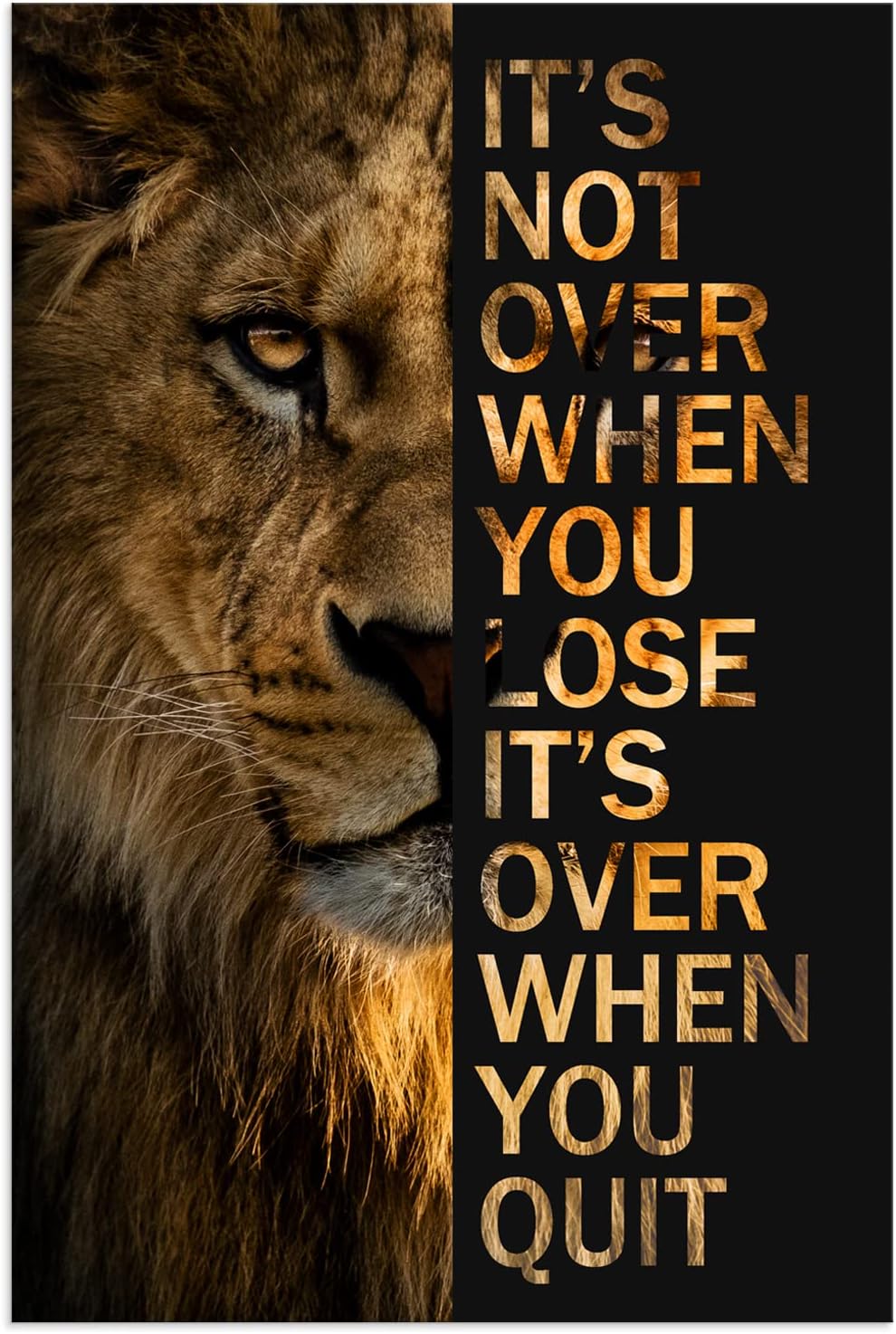 Lion Motivational Posters Animal Canvas Wall Art Inspirational Quote Picture Print Painting Modern Inspiring Artwork Decor for Living Room Bedroom School Office Decor Ready to Hang[12''W X 18''H]