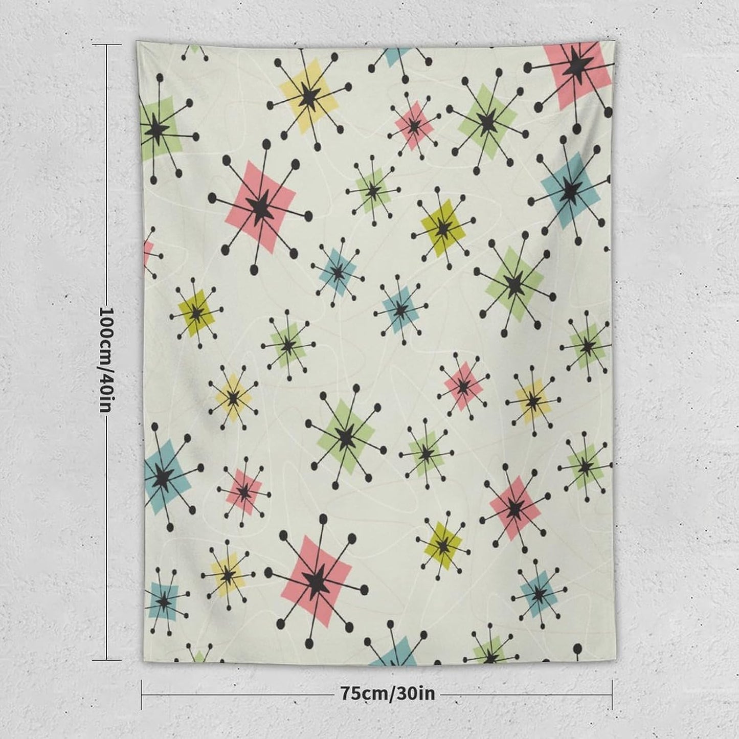 ICMOLYYENLO Abstract Cat Tapestry, Medieval Abstract Atomic Star Cat Vintage Home Wall Hanging Art Tapestry for Bedroom Living Room Dormitory 30x40 Inch