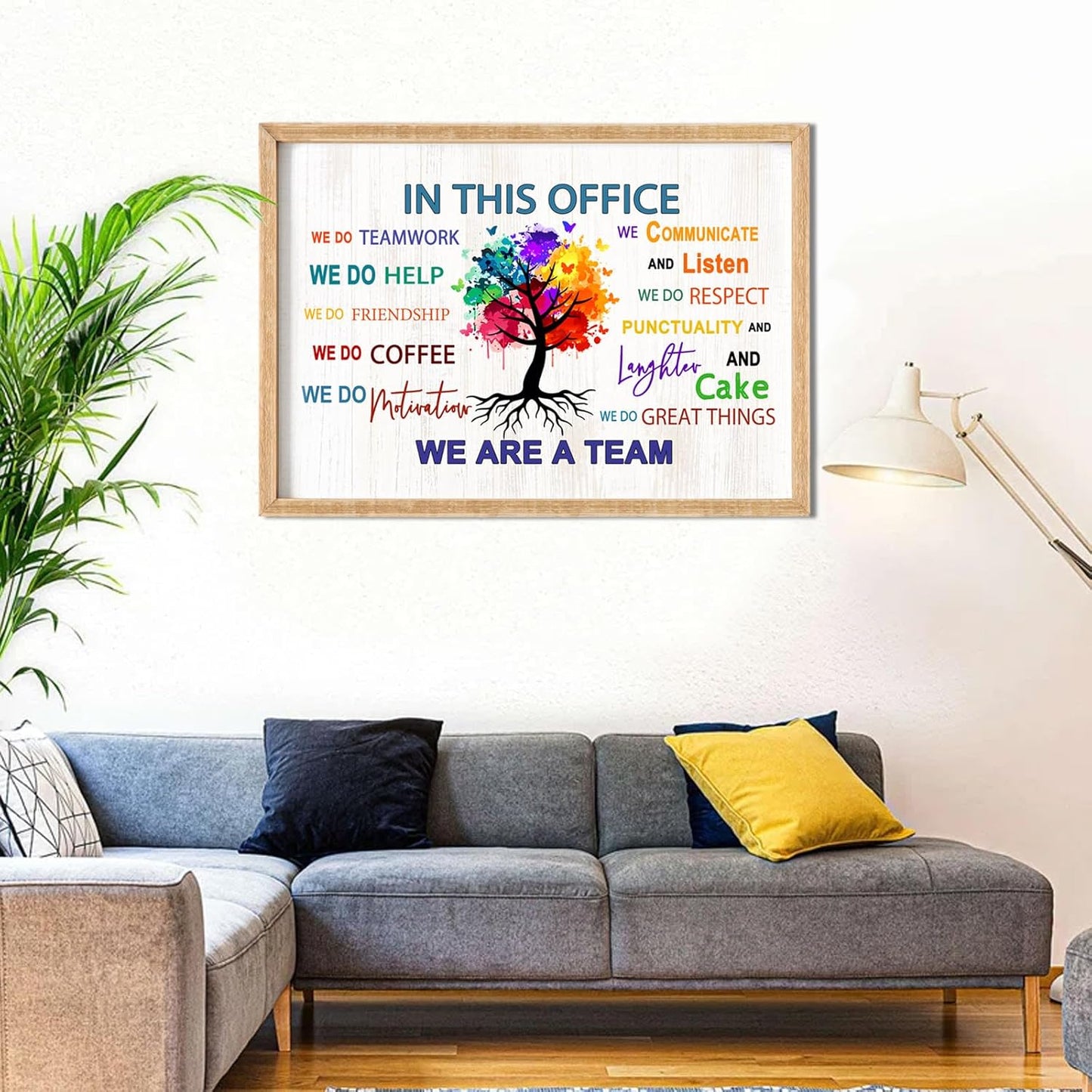 In This Office We Are A Team Wall Decor 24x18 Inch Frame Office Inspirational Wall Art, Motivational Teamwork Wooden Hanging Sign