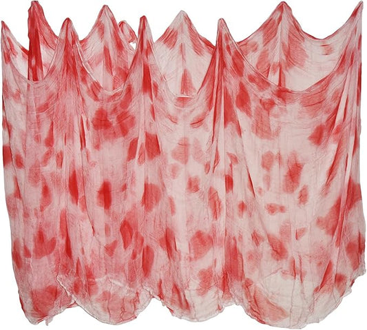 (48 x 240 in.) Halloween Creepy Cloth, Spooky Giant Cheese Cloth Tapestry for Halloween Party Supplies Decorations Outdoor Yard Home Wall Decor, White