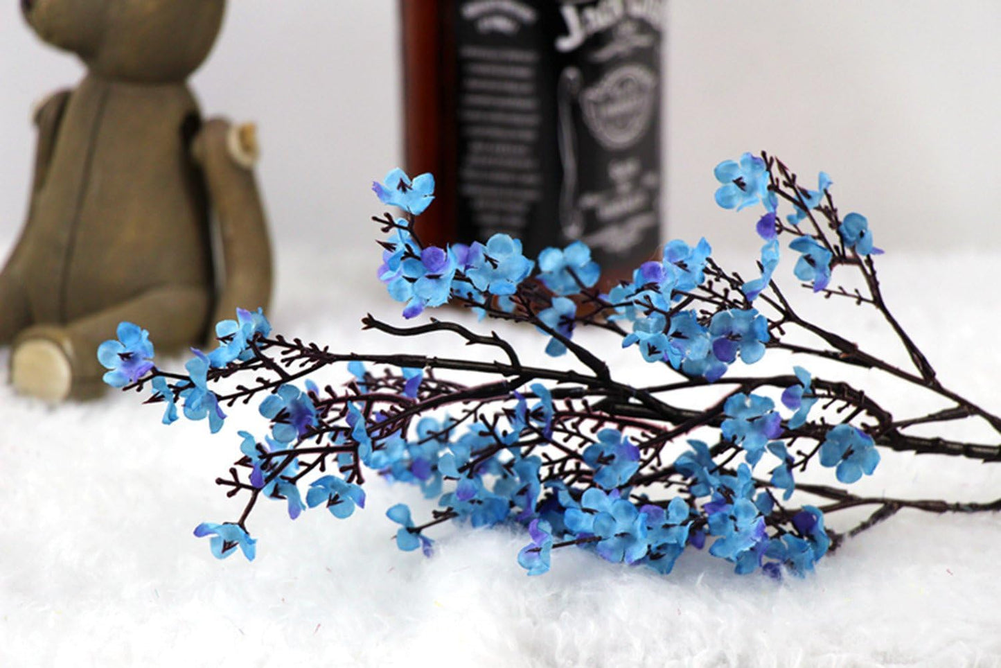 JAKY-Global 9pcs Babys Breath Artificial Flowers Gypsophila Bouquet Bulk Fake Spring Silk Small Flowers Real Touch Faux Floral for Home Bedroom Kitchen Garden Wedding Christmas Party DIY Decor (Blue)