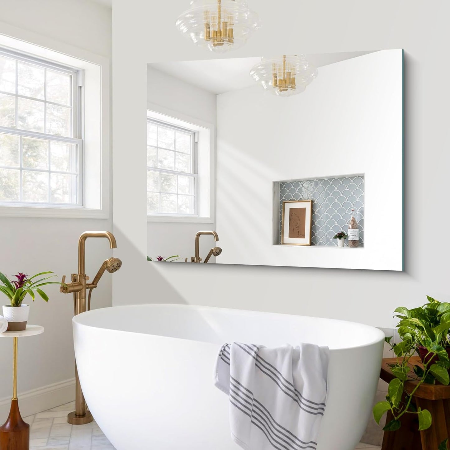 Frameless Mirror, 40x48 Inch Large Bathroom Mirrors for Wall Over Sink, Upgraded Shatterproof Vanity Mirror with Polished Edge for Bathroom,Bedroom,Living Room and Entryway