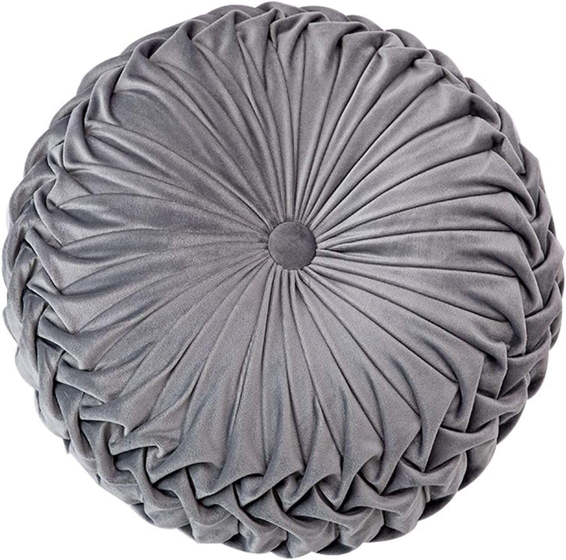 HLOVME Throw Pillow for Couch Decorative 3D Pumpkin Round Velvet Cushion for Sofa Bed Chair Floor 15"X15", Gray