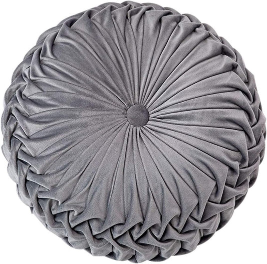 HLOVME Throw Pillow for Couch Decorative 3D Pumpkin Round Velvet Cushion for Sofa Bed Chair Floor 15"X15", Gray