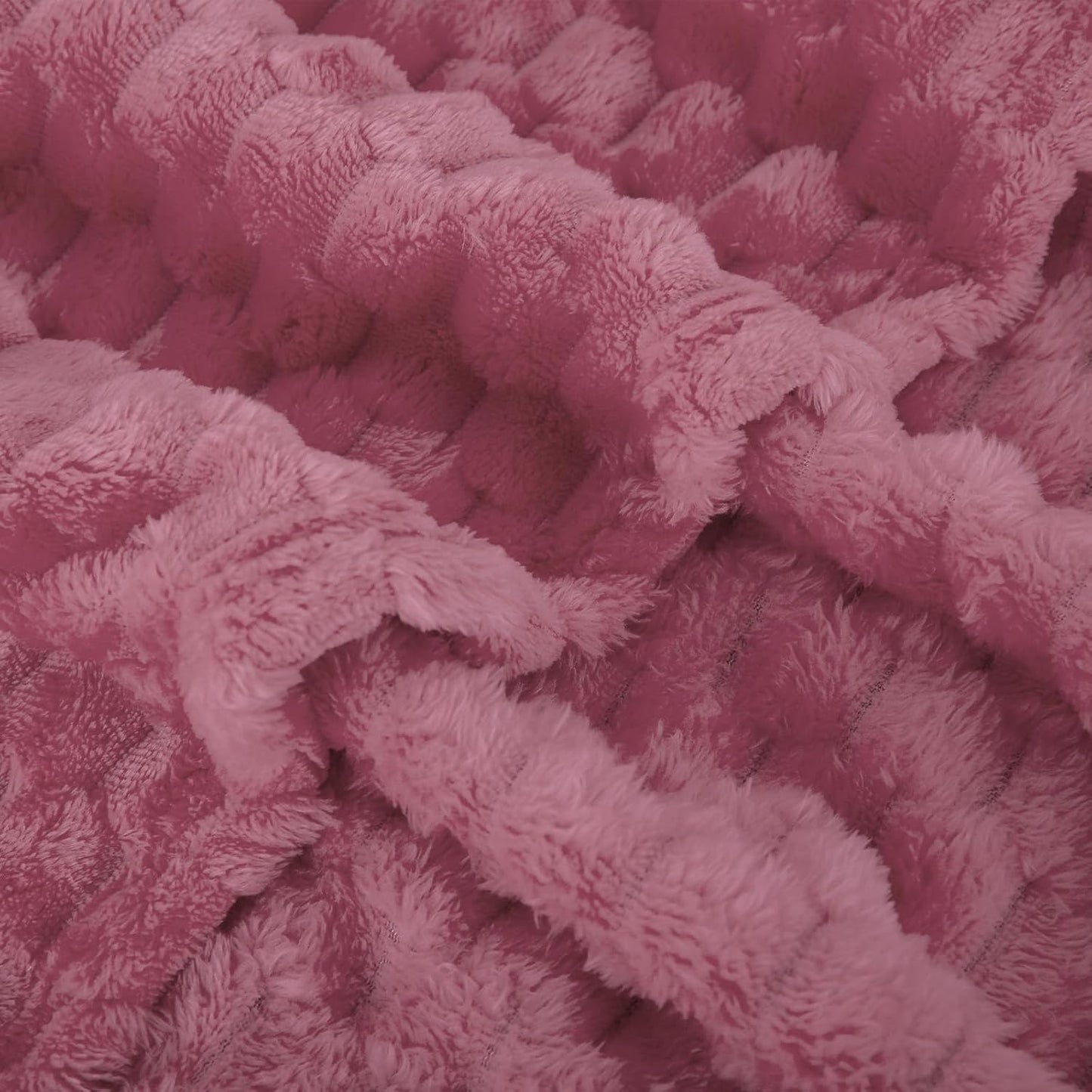 Dusty Pink Throw Blanket 108"×90" inches Gifts for Mom Fuzzy 3D Jacquard Decorative Flannel Fleece Super Soft Plush Cozy Blanket for Couch Sofa Chair Lightweight