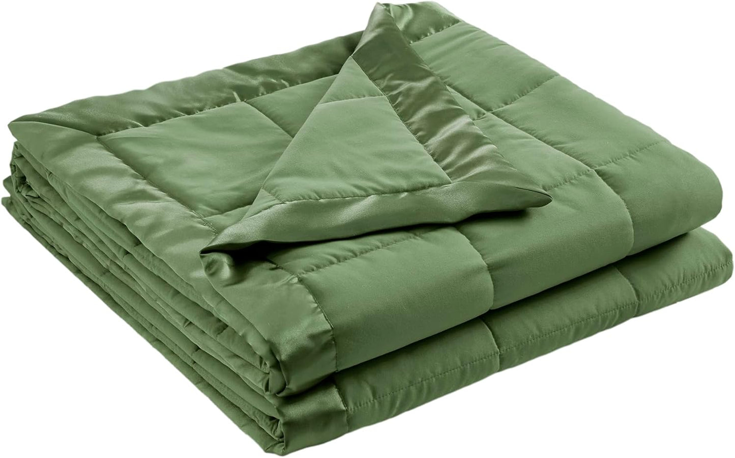 Madison Park Twin Blanket Quilted Microfiber, Satin Binding, 3M Scotchgard Moisture Wicking Treatment, Soft and Lightweight Summer Blanket for Couch, Windom, Twin, Green