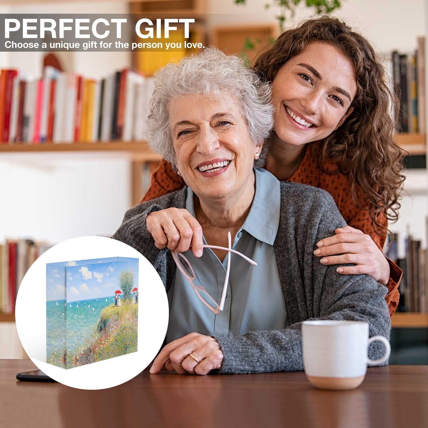 NOHSHE Motivational Desk Decor Hand Painted Painting Summer Coast Scenery Acrylic Desk Decor 4x4 Tabletop Wall Sign - Appreciation Presents for Coworkers - Housewarming Presents