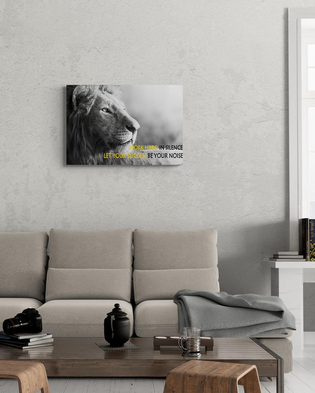 GoForArt Dream Big Motivational Canvas Wall Art, Inspirational Famous Quote Bedroom Living Room Decor, Positive Modern Landscape Mountain Office Dorm Room Poster Print (Lion02, 24''x36'')