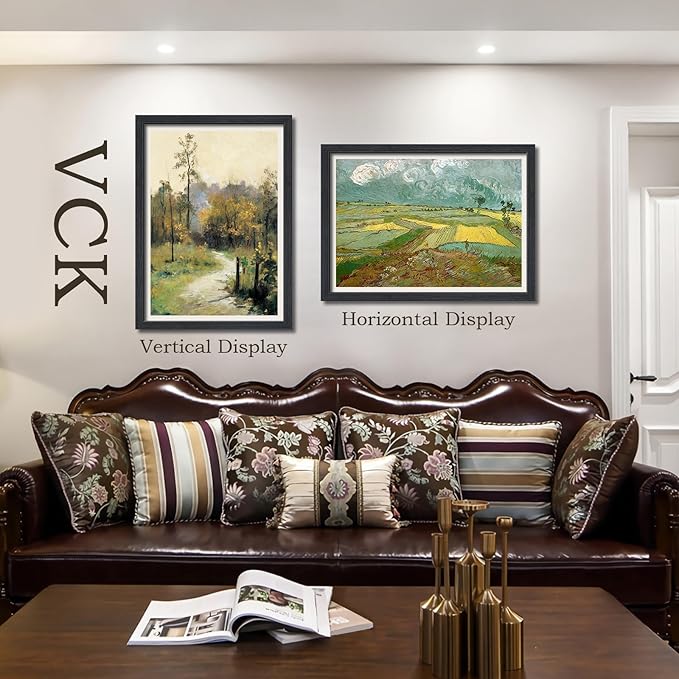 VCK 20x28 Poster Frame 3 Pack - Black Oak, Natural Textured Solid Wood Picture Frames, Wall Hanging