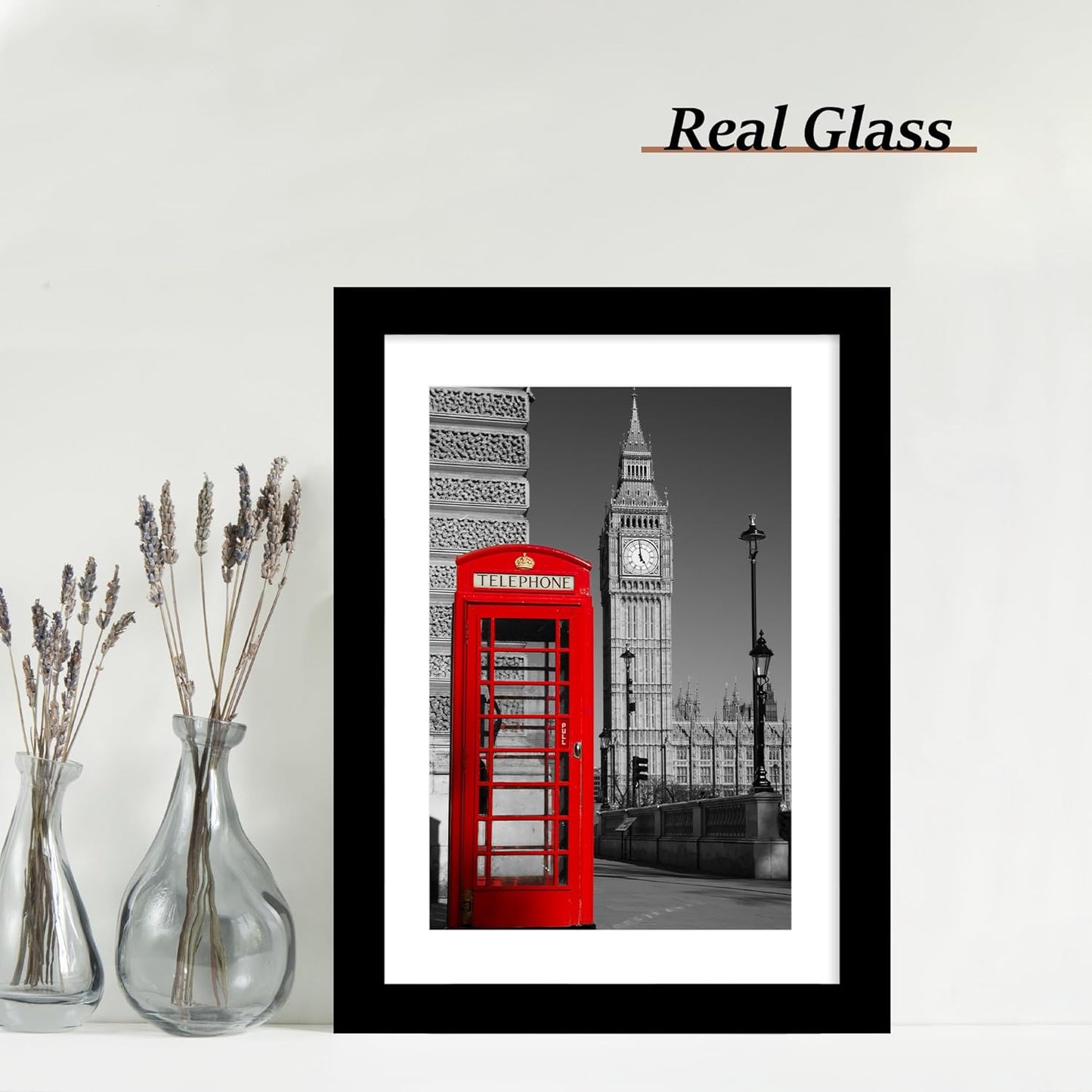 iRahmen 10x14 Picture Frame Set of 2 with Tempered Glass, Black Wood Photo Frames Display 8x12 Picture with Mat or 10 x 14 Without Mat for Horizontal or Vertical Wall Mounting