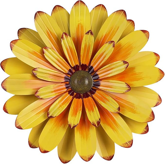 YEAHOME 16'' Metal Flower Wall Decor - Sunflower Wall Art Decorations Hanging for Bedroom, Living Room, Bathroom Boho Office