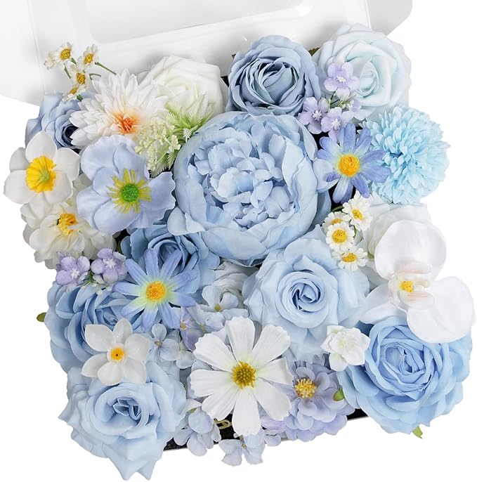 TINGE TIME Fake Flowers Artificial Flowers Peonies Bulbous Chrysanthemum Daisy Hydrangea Sunflower Violets Dahlia Daffodils Epiphyllum Orchid Cherry Blossom Camellia Leyaron (Light Blue)