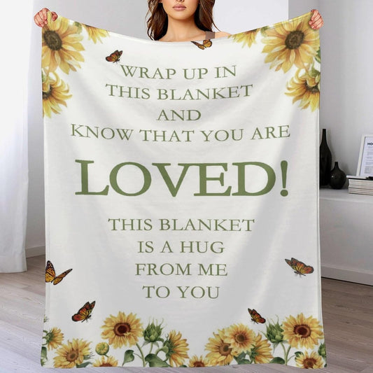 Healing Hug Throw Blanket, Sunflower Butterfly Fuzzy Blanket, Ultra Soft Cozy Flannel Throw Blankets Lightweight Fleece Blankets for Bed Couch Sofa 60"×80"