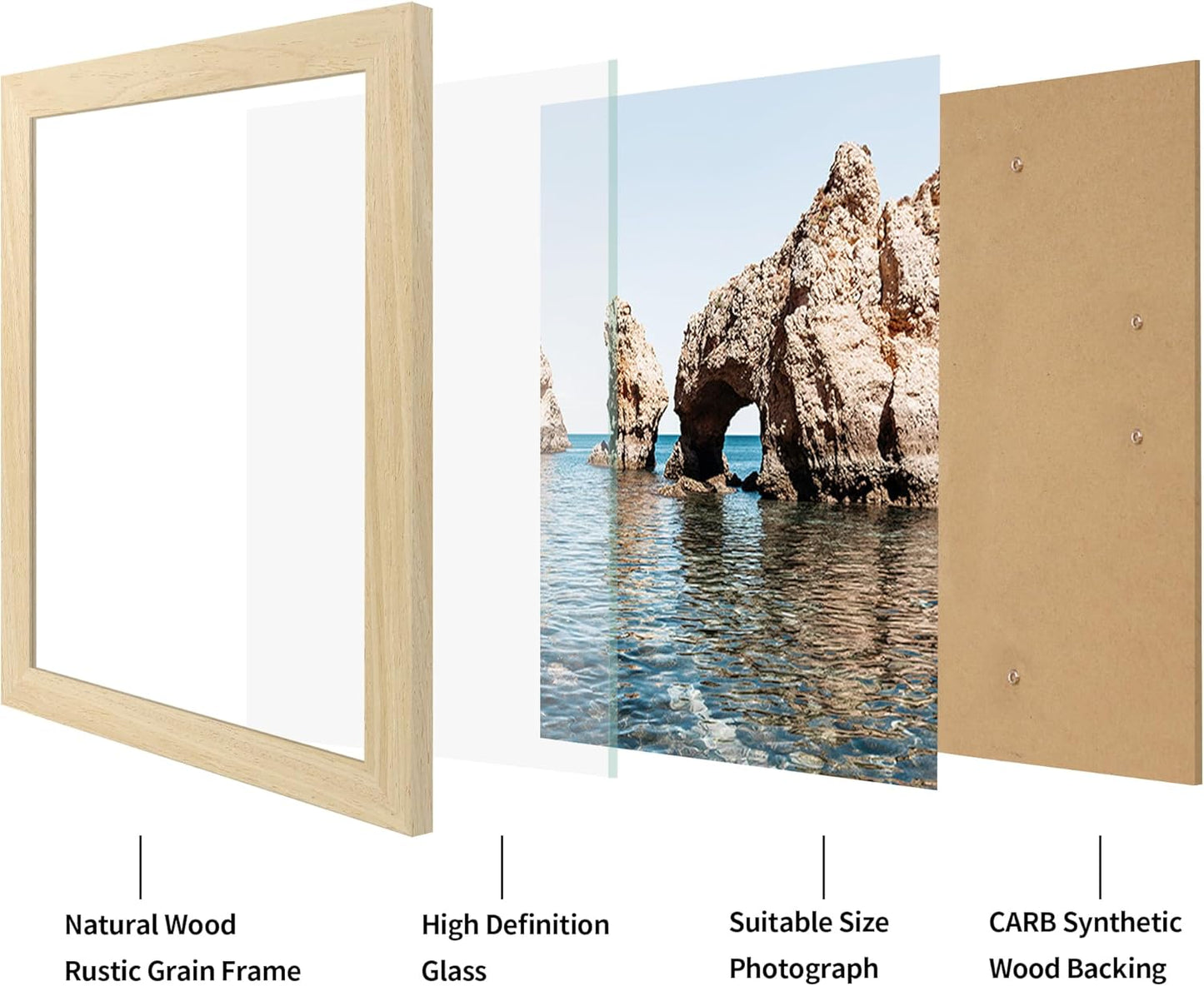 iRahmen 8.5x11 Picture Frame Set of 2, Wood Certificate Frames with Real Glass, Photo Frames 8.5 by 11 Diploma Document for Wall Hanging and Tabletop Display