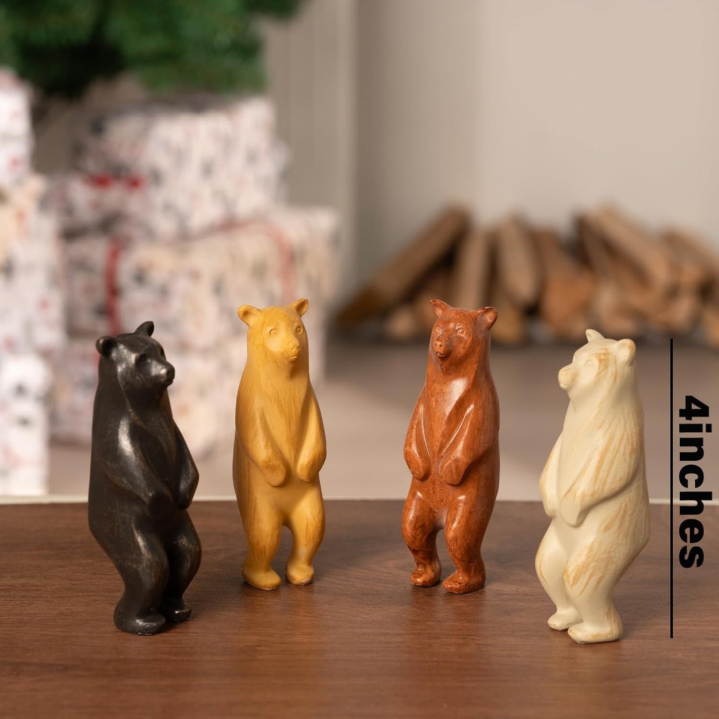 Handcrafted Resin Bear Figurine - 4-Inch Standing Bear Statue for Rustic Cabin Lodge Decorations - Unique Polar Gifts for Home - Smooth Texture & High Durability - Decorative Sculpture