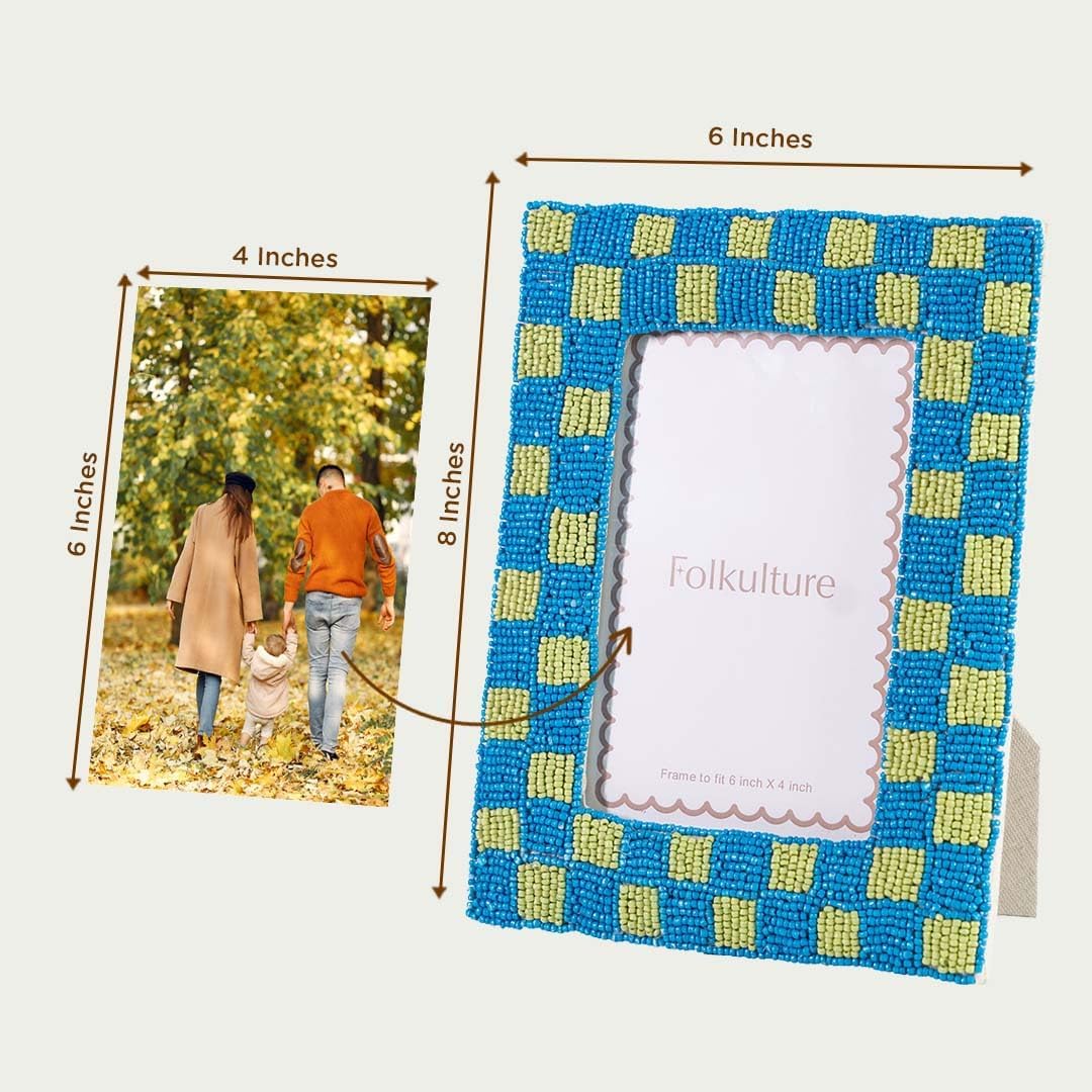 Folkulture Picture Frames for Wall Décor | (4 x 6) Photo Frame with Plexiglass | Vertical and Horizontal Formats Picture Frames | Wall Hanging or Tabletop Boho Picture Frame