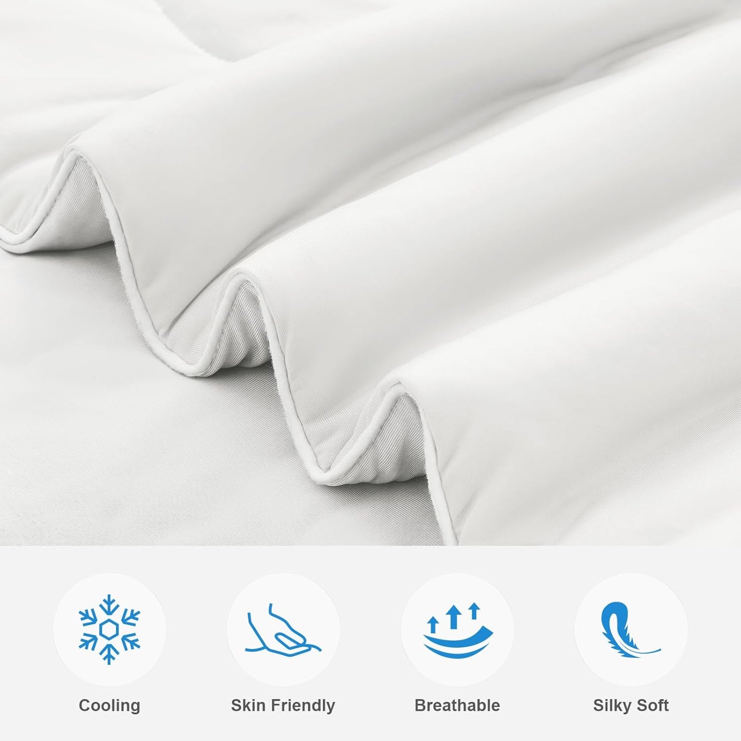 EASELAND Cooling Comforter King, Cold Touch Fabric Absorbs Body Heat, Double-Sided Cool Design Soft Fluffy Cooling Blanket for Night Sweats Hot Sleeper (White, King(108"x90"))