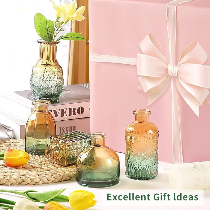 Glass Bud Vases in Bulk Set of 30 Pcs,Small Glass Vases for Flowers as Wedding Centerpieces for Tables,Clear Flower Vases Suitble for Wedding Decorations,Home Decor (Brown Green, 30 pcs)